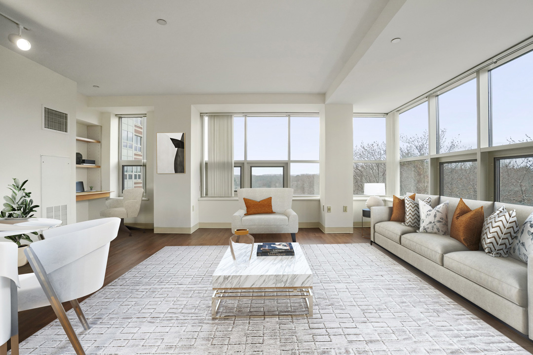 Another angle shows the bright open living space and large windows