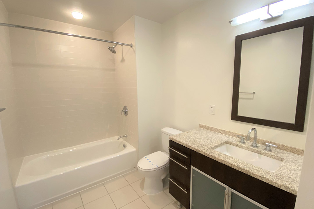 Bright, clean bathroom with modern fixtures.