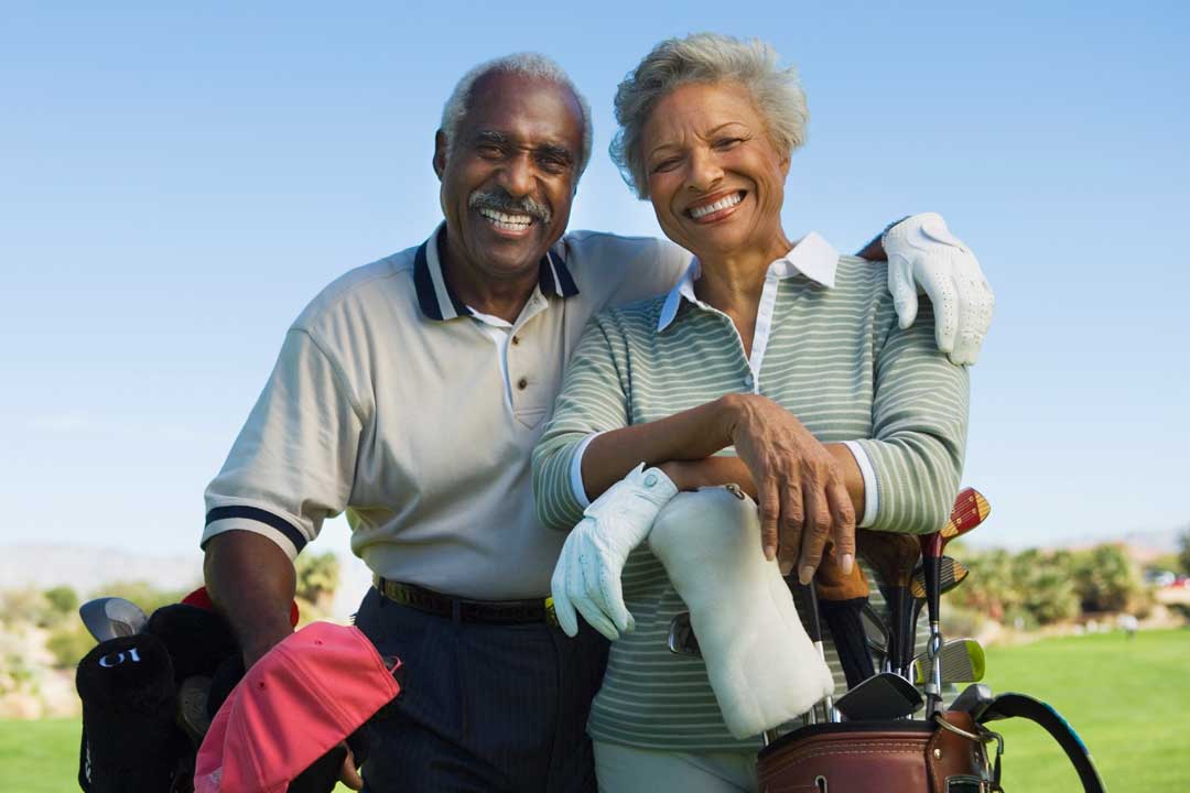 A couple golfing