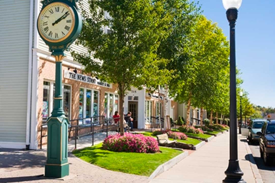 tree lined streets in downtown Canton MA