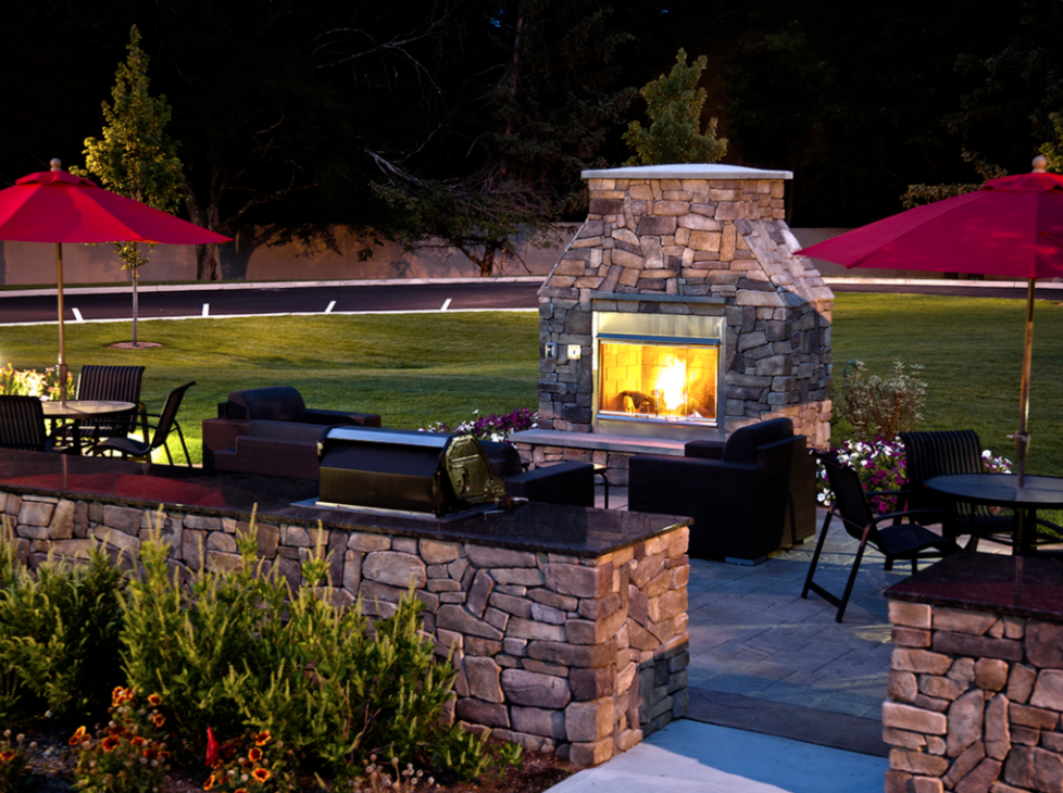 stone patio with outdoor patio