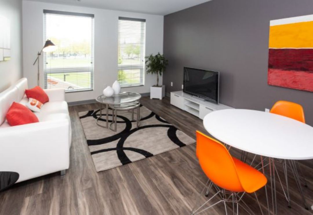 modern living room at 431 Melnea Cass Boulevard