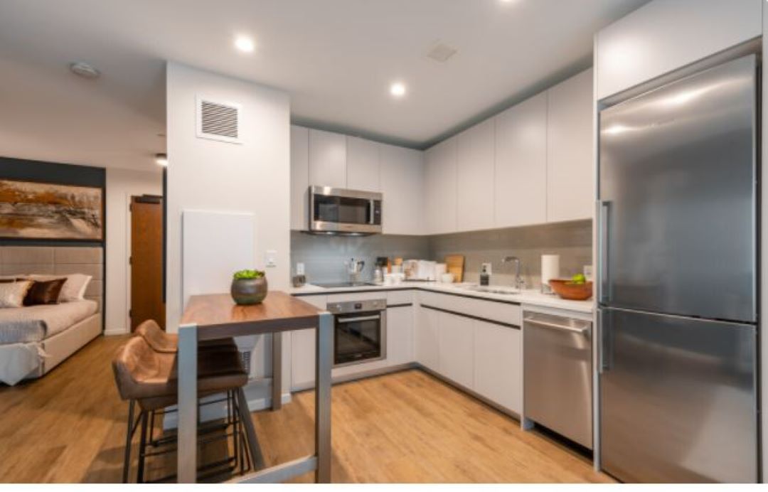 modern kitchen at 133 Seaport Boulevard