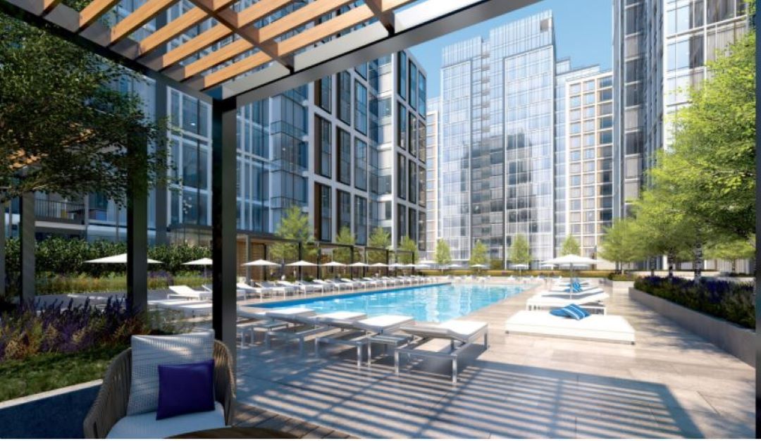 large rectangular pool at 133 Seaport Boulevard