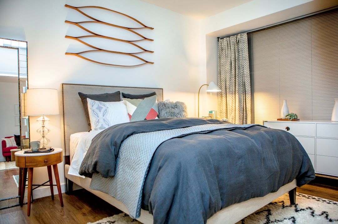 Bedroom with hardwood floors