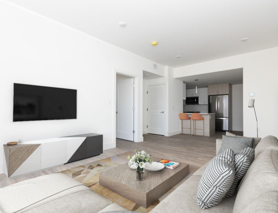 Living Room area with view of Kitchen