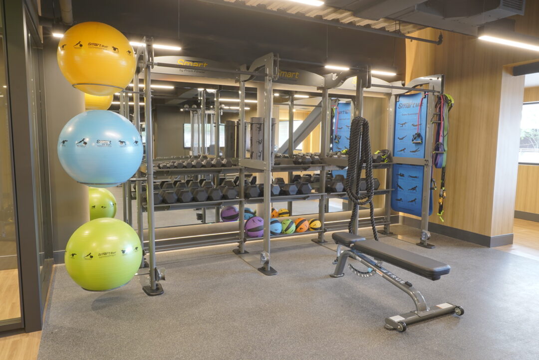 fitness center with an array of workout equipment.