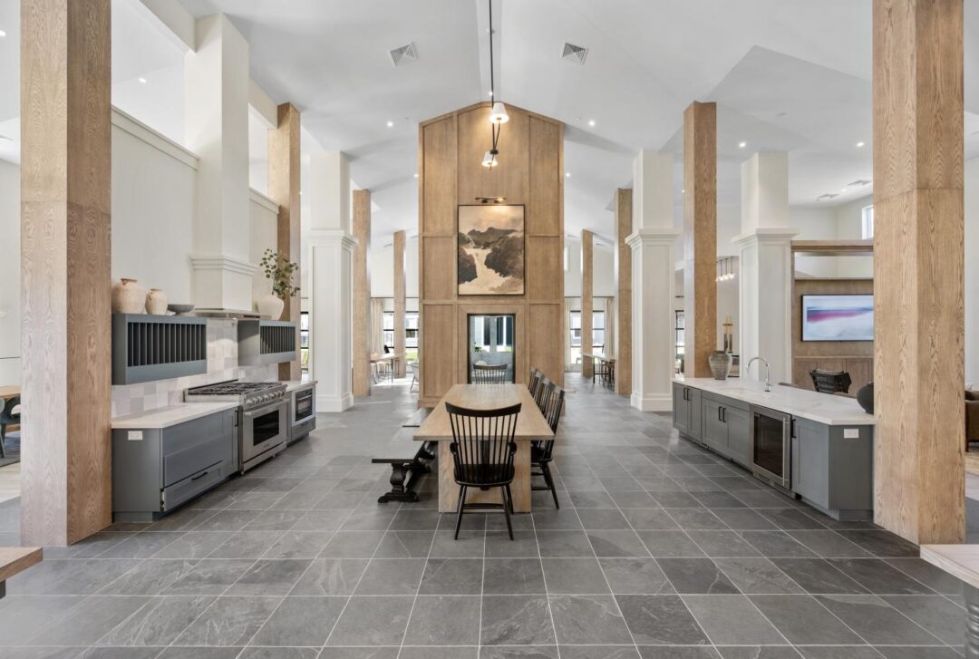 resident lounge with kitchen and seating
