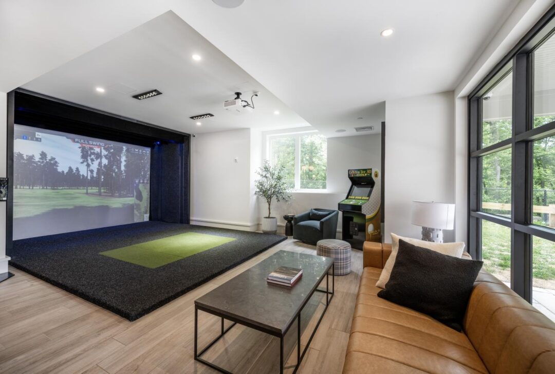 theater game room with couch