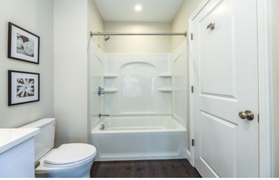 white modern bathroom at 4945 Washington Street