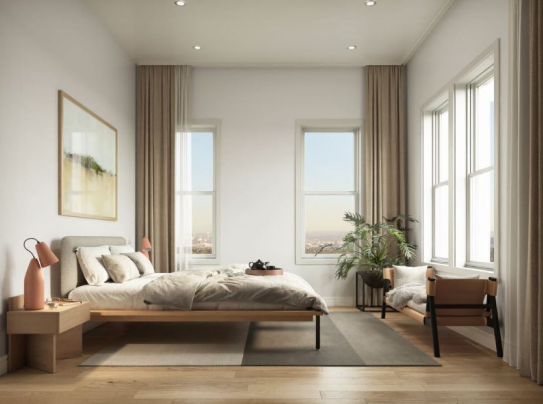 Bedroom with great lighting