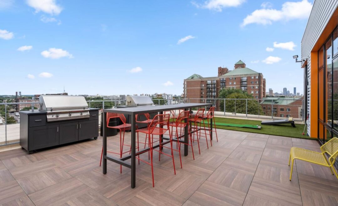 Beautiful roofdeck view of Boston