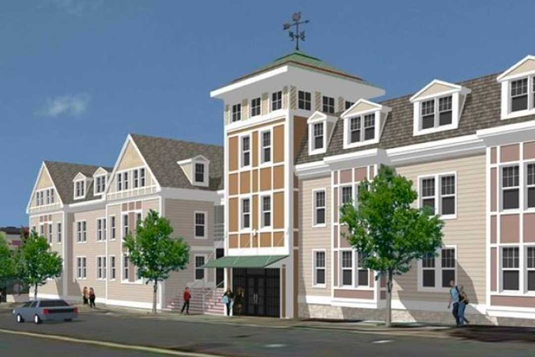 Modern colonial style apartment buildings