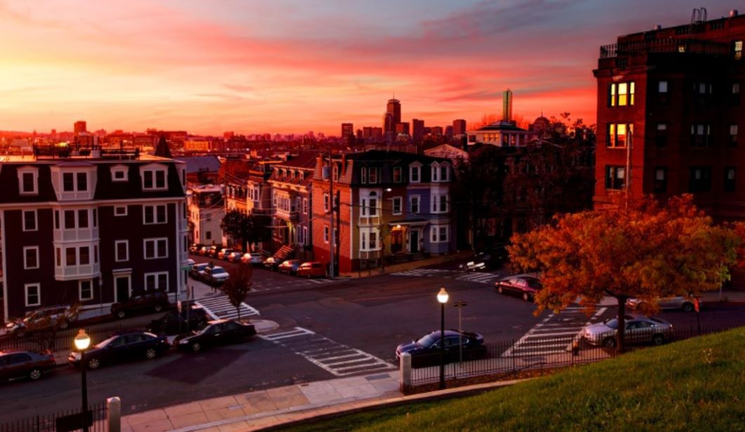 Beautiful view of South Boston during the Sunset hour