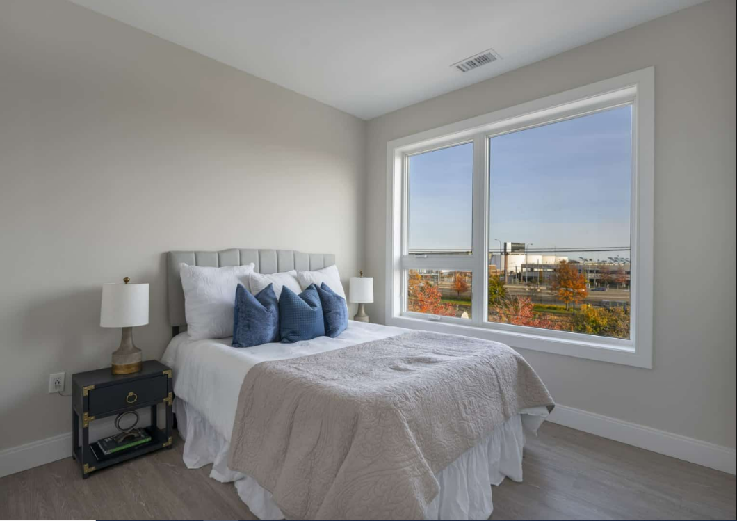 Bedroom with hardwood floors