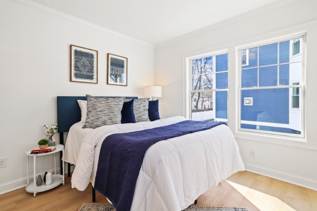 Bedroom with hardwood floors