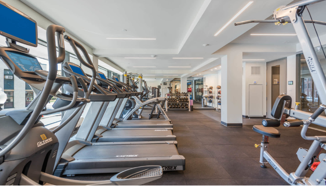 Large fitness center offering a variety of equipment