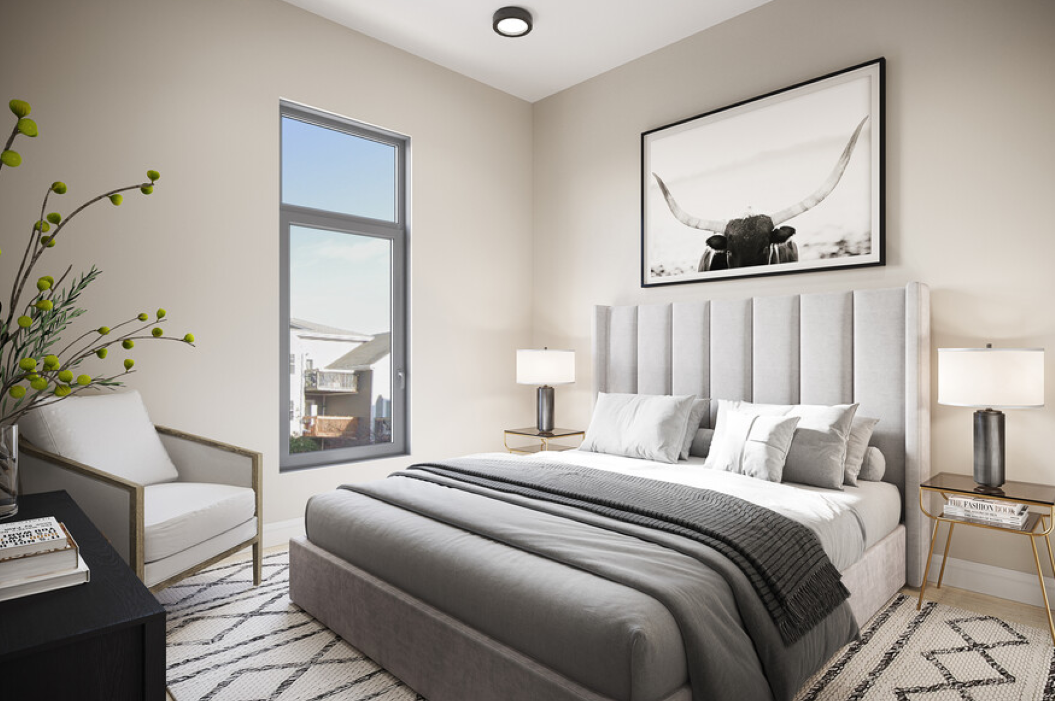 Bedroom with hardwood floors