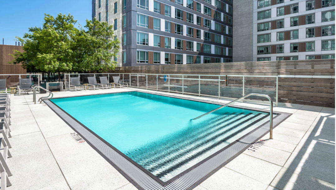 Beautiful pool deck with amazing views.