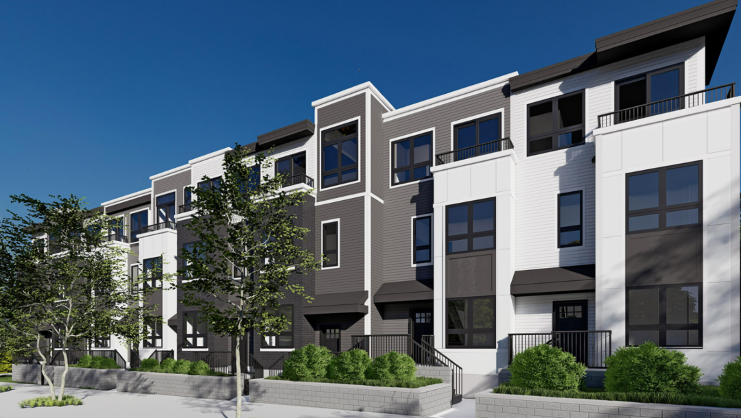 Exterior of 4-story condo complex