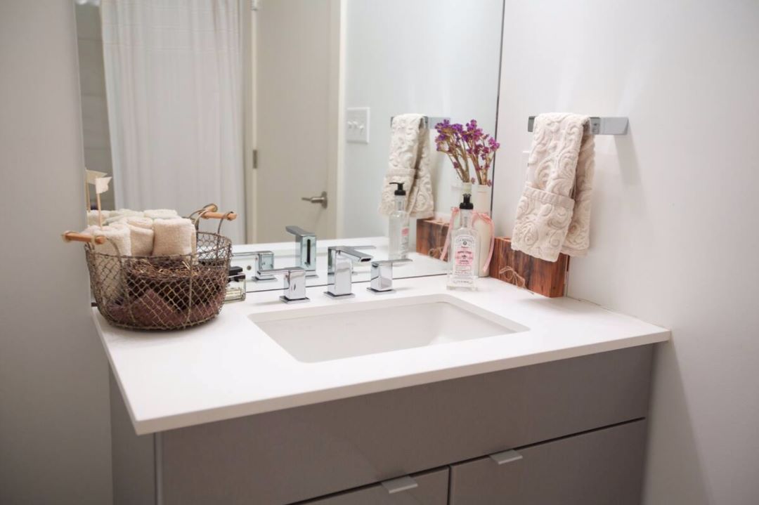 small white bathroom with modern