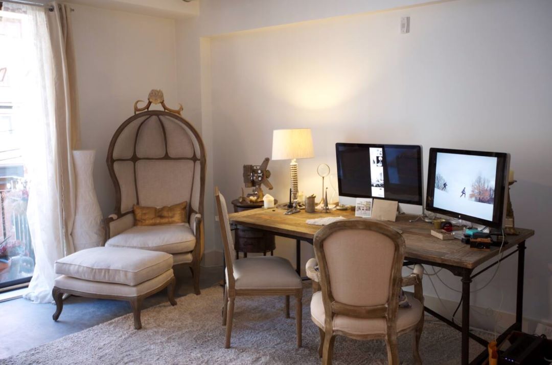 office area open to living room