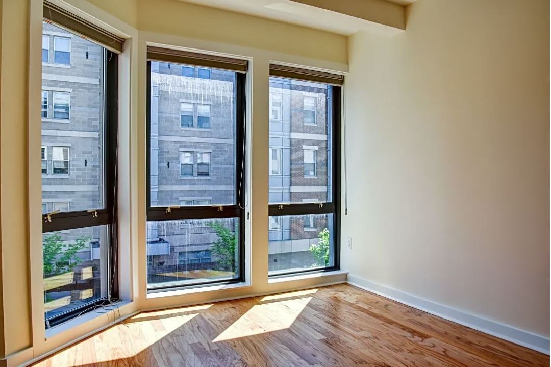 modern living area with large windows