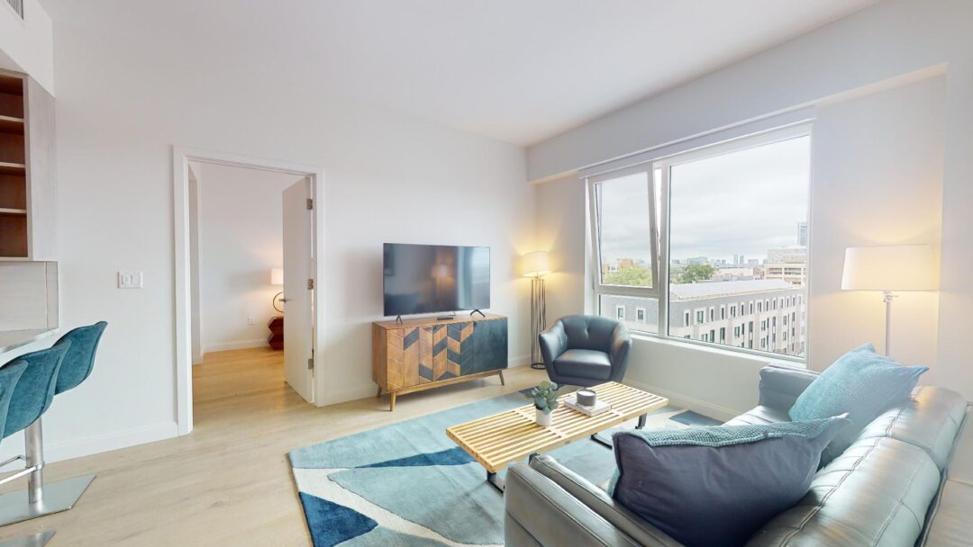 Living room with hardwood floors