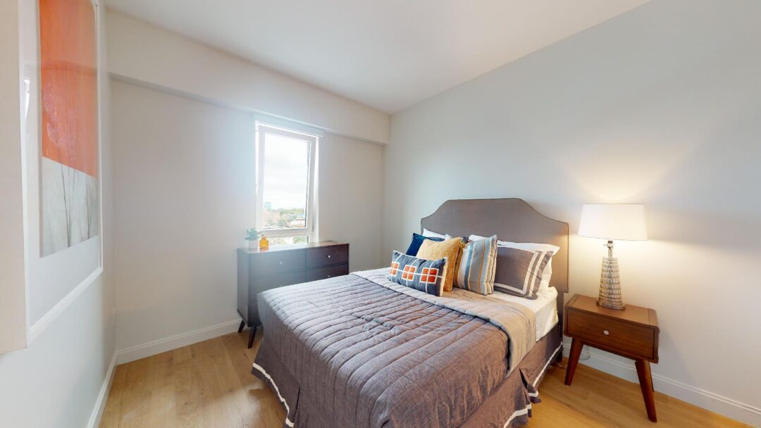 Bedroom with hardwood floors