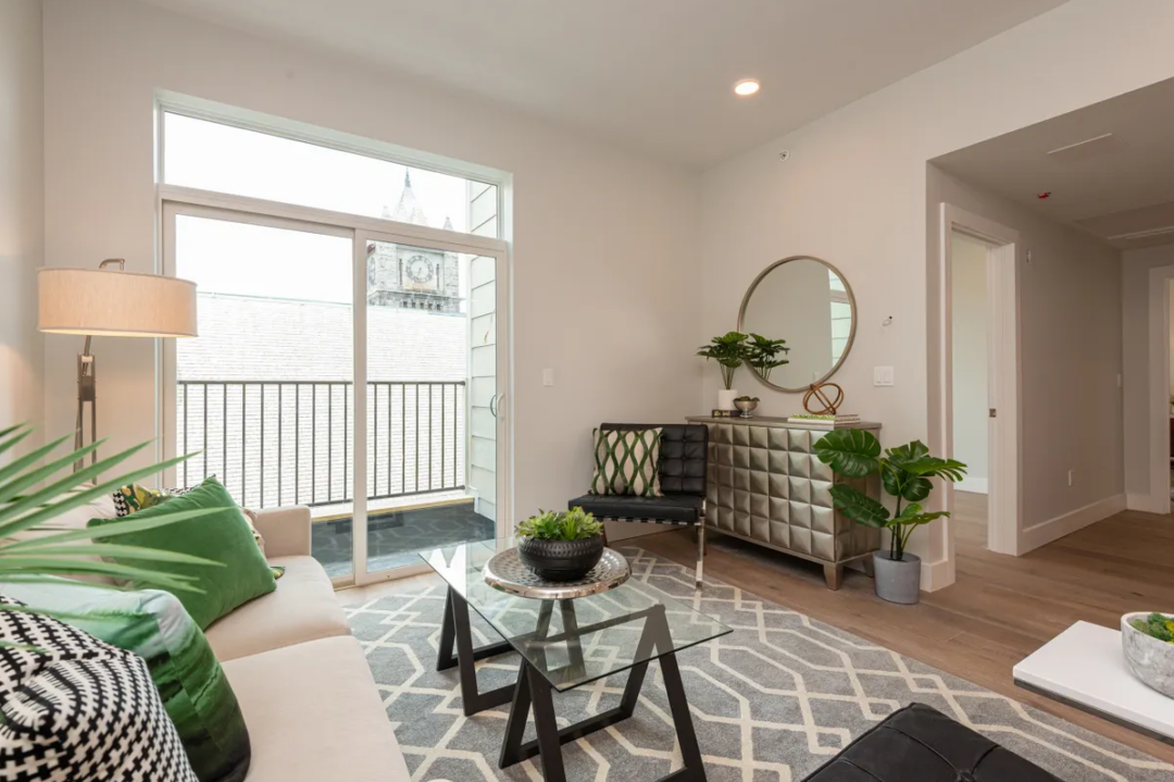 Living room with balcony attached