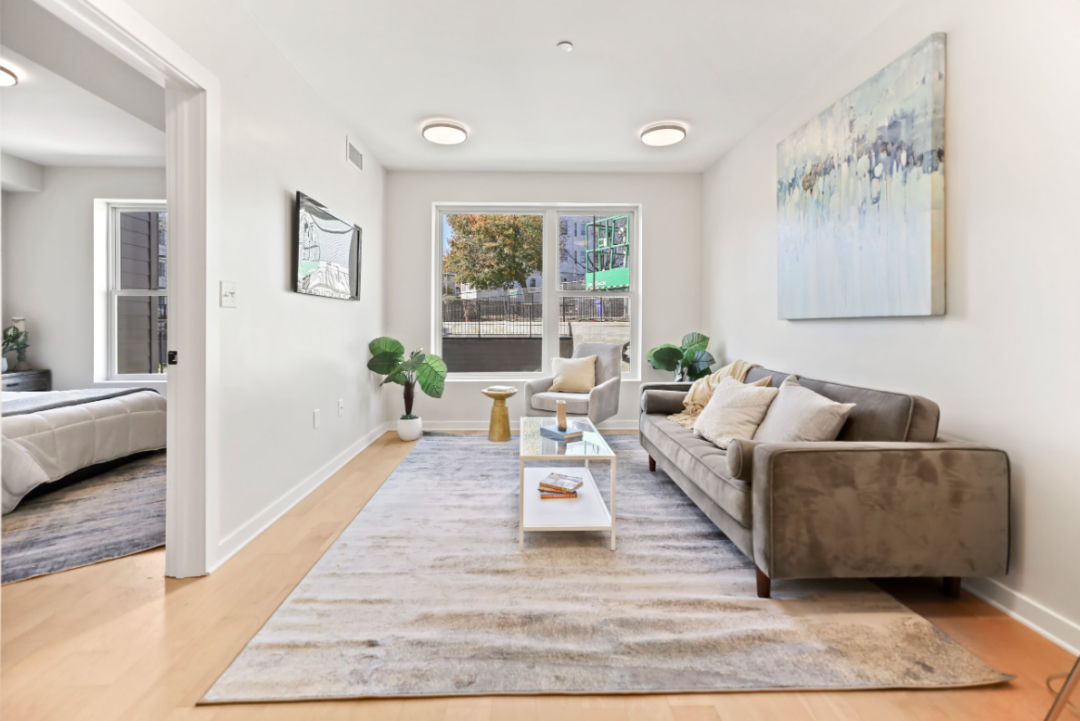 Living room with hardwood floors