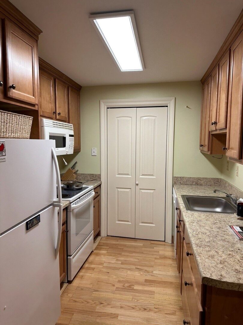 modern kitchen with hardwood floors