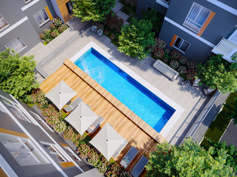 Outdoor pool at Arris in Somerville