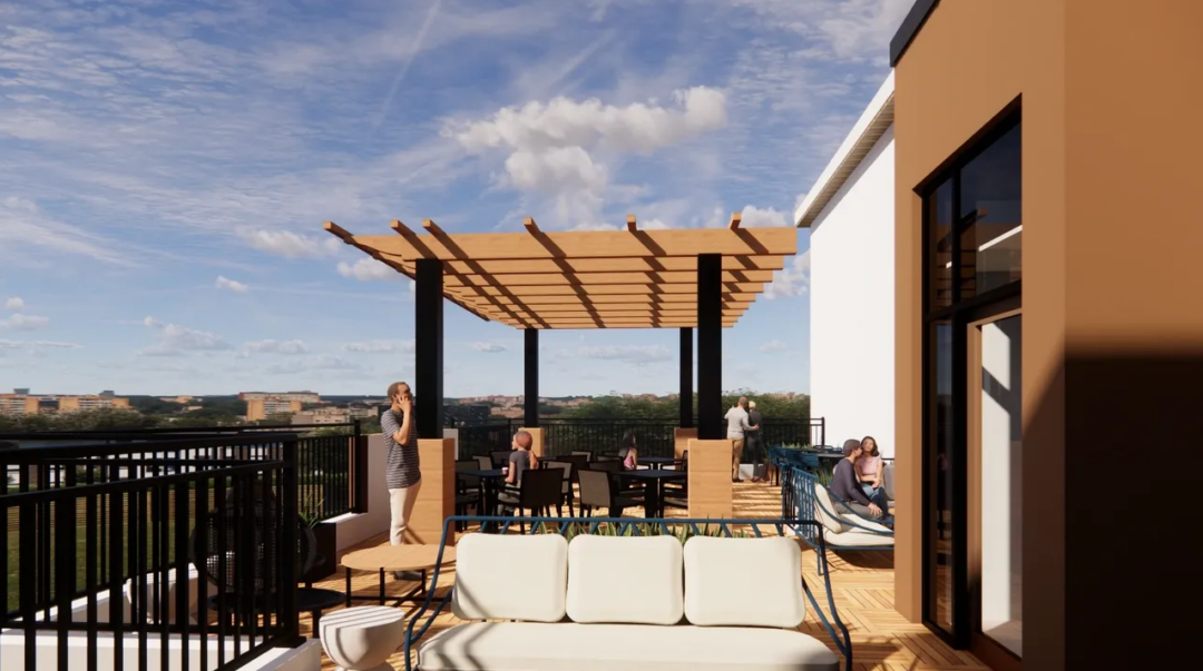 Rooftop terrace of Grove Street Landing in Salem