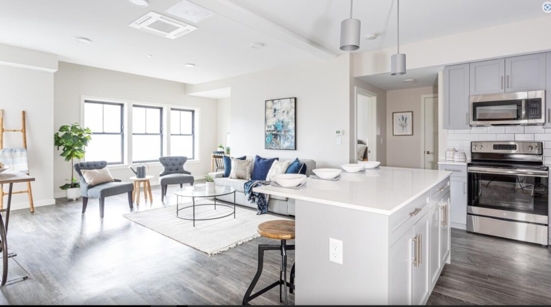 open concept kitchen and living room