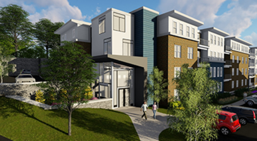 Exterior rendering of Mill Street Apartments in Woburn