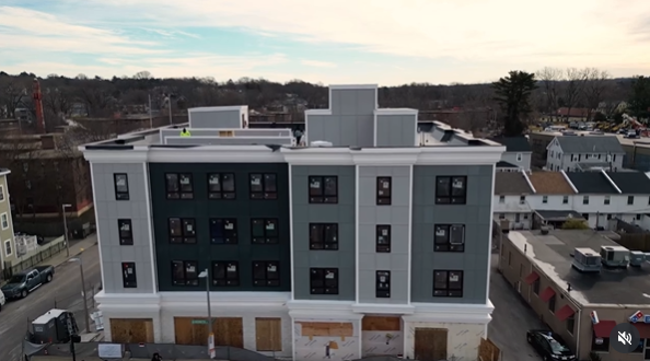 Construction exterior of The Roslin in Roslindale
