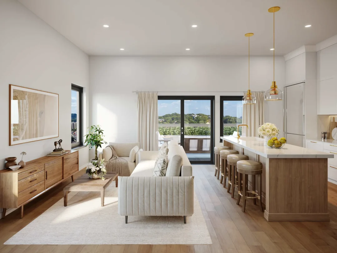 Living room of 125 Addison in East Boston