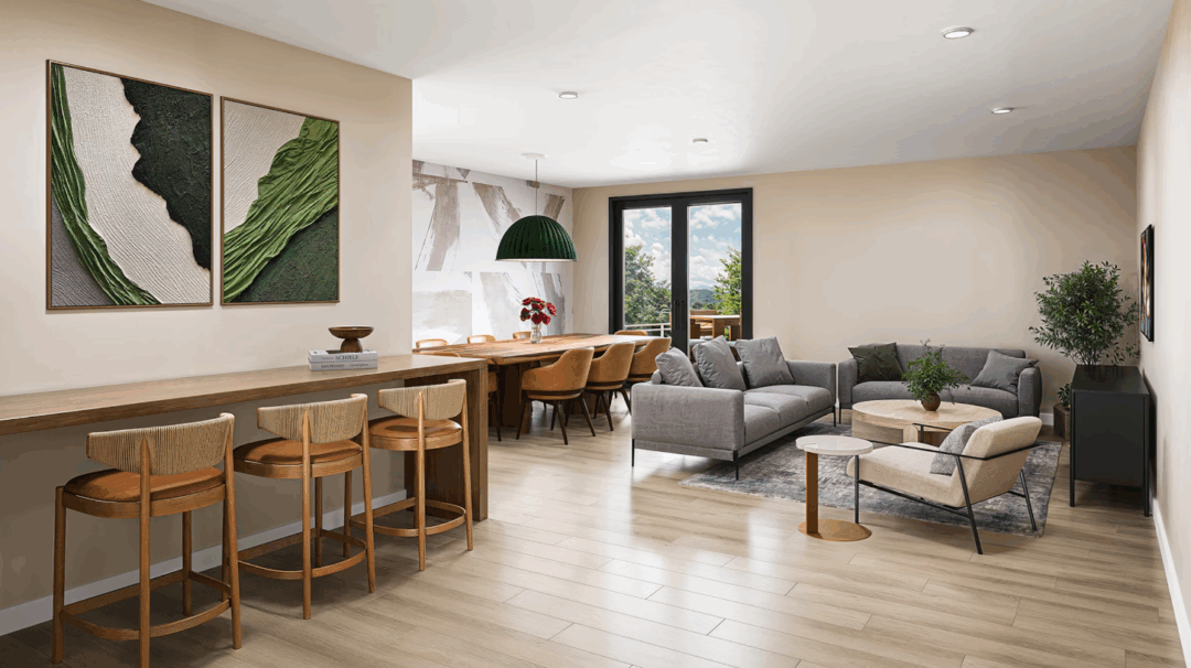 Community lounge of Linden in West Roxbury