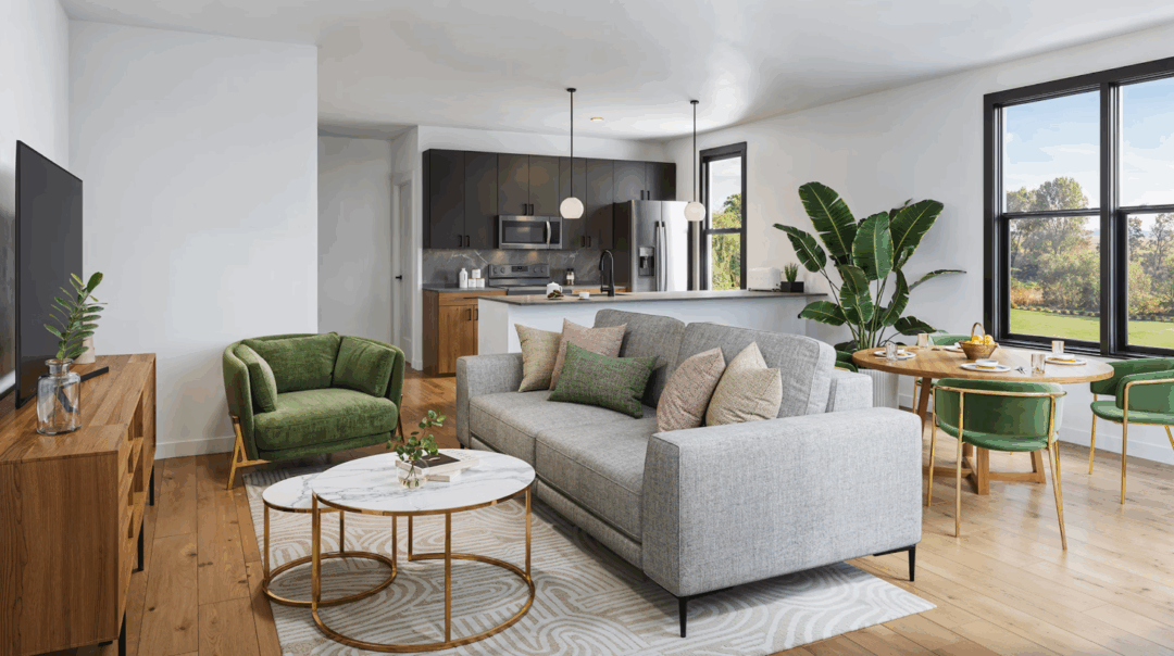 Open floor plan of Linden in West Roxbury