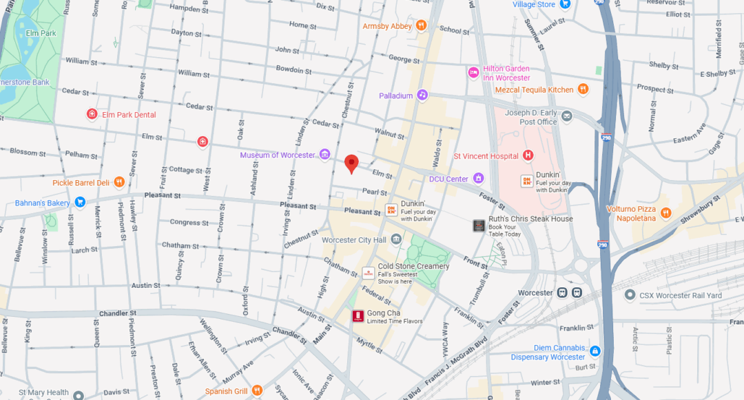 Google Maps view of 22 Elm in Worcester