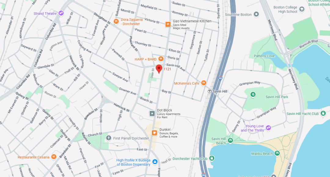 Google Maps view of 1121 Dorchester Avenue in Dorchester