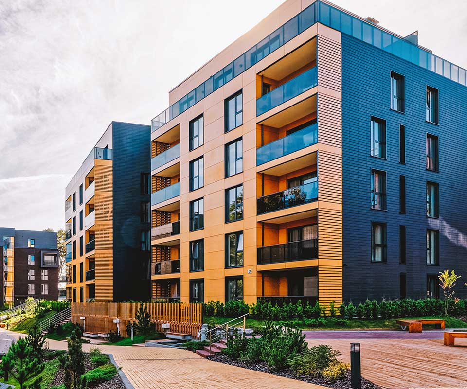 New, modern apartment buildings