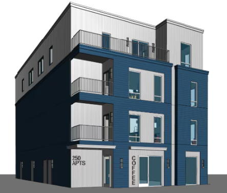Exterior rendering of 250 Bremen in East Boston